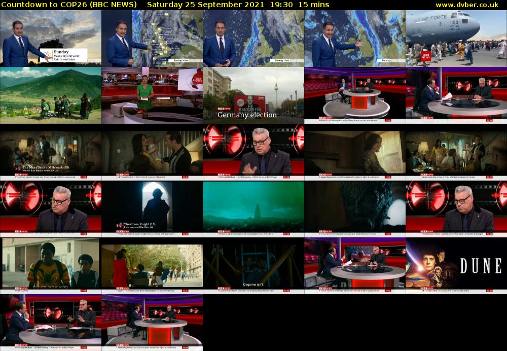 Countdown to COP26 (BBC NEWS) Saturday 25 September 2021 19:30 - 19:45