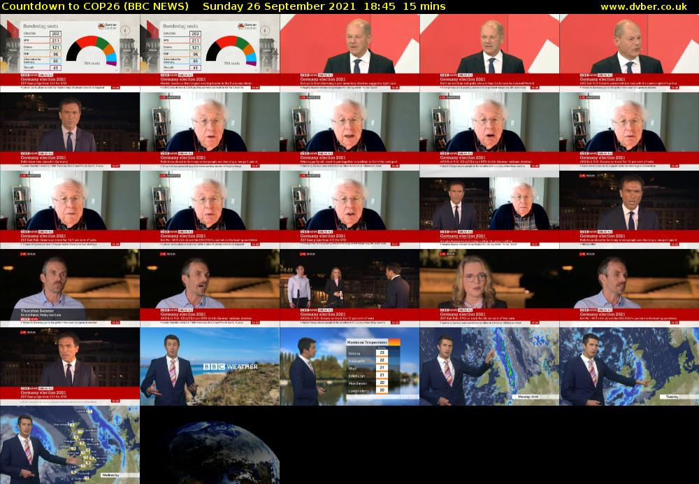 Countdown to COP26 (BBC NEWS) Sunday 26 September 2021 18:45 - 19:00