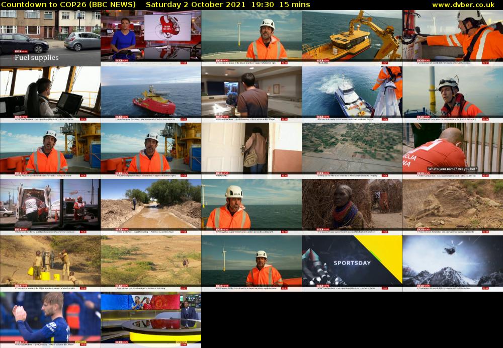 Countdown to COP26 (BBC NEWS) Saturday 2 October 2021 19:30 - 19:45