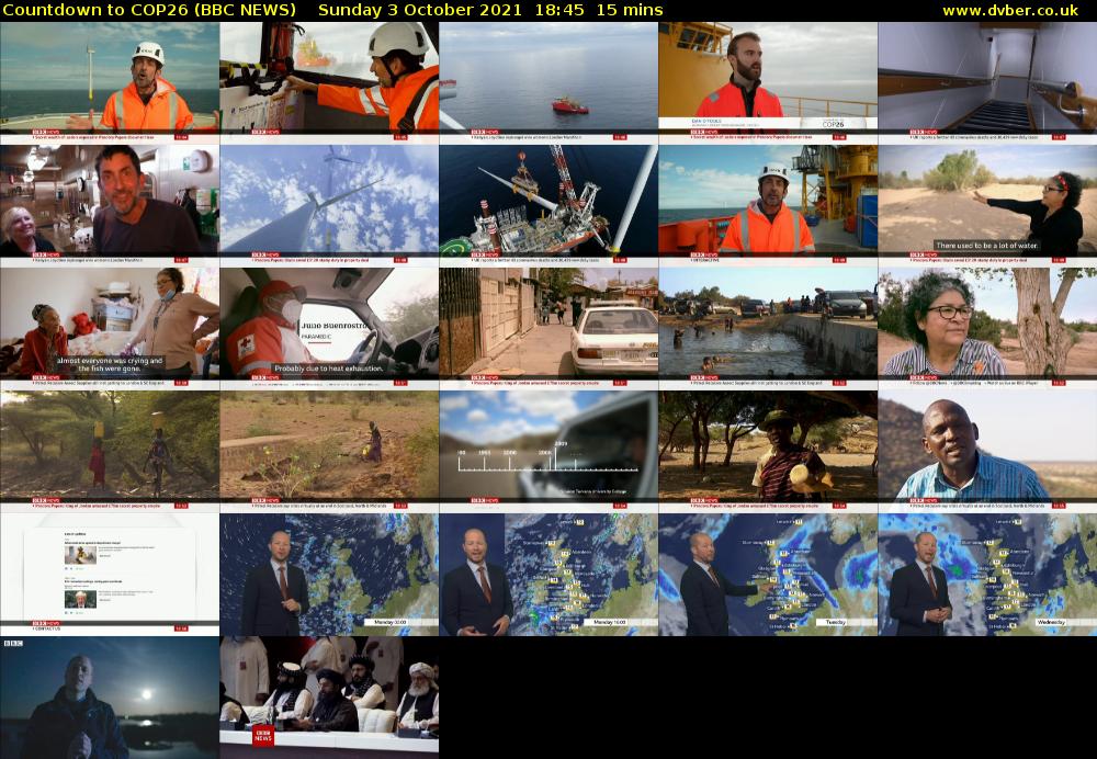 Countdown to COP26 (BBC NEWS) Sunday 3 October 2021 18:45 - 19:00