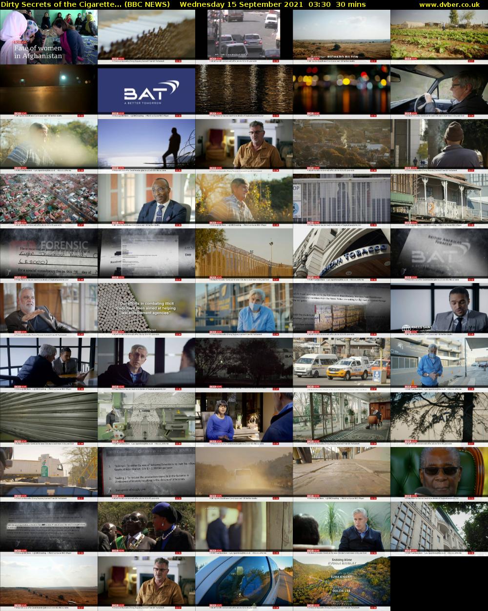 Dirty Secrets of the Cigarette... (BBC NEWS) Wednesday 15 September 2021 03:30 - 04:00