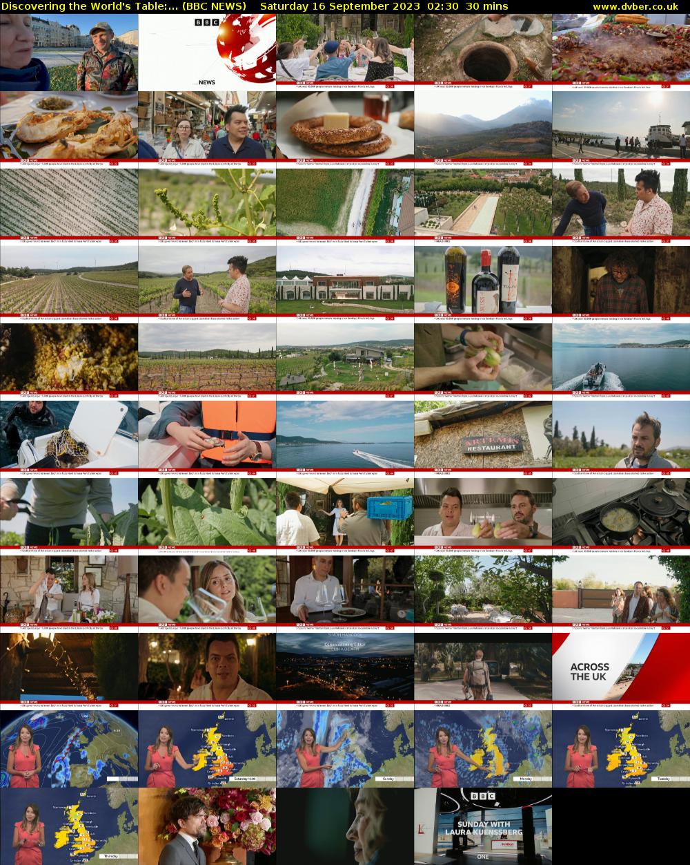 Discovering the World's Table:... (BBC NEWS) Saturday 16 September 2023 02:30 - 03:00