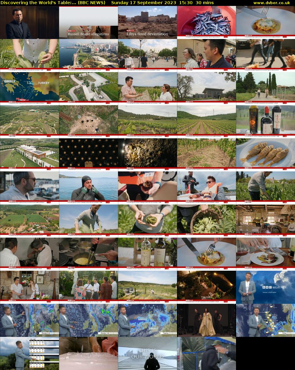 Discovering the World's Table:... (BBC NEWS) Sunday 17 September 2023 15:30 - 16:00
