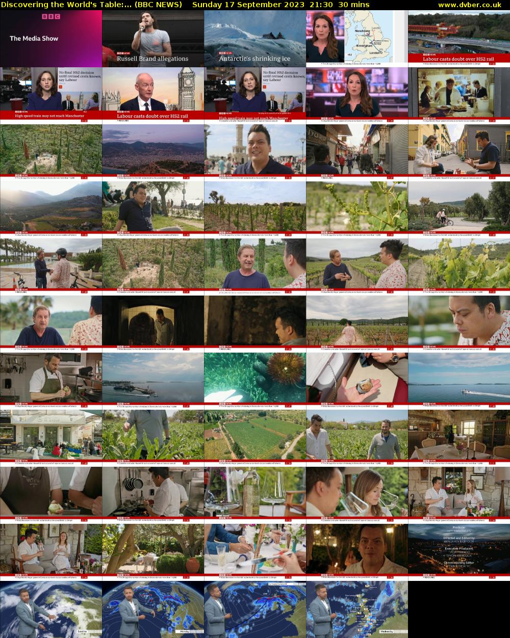 Discovering the World's Table:... (BBC NEWS) Sunday 17 September 2023 21:30 - 22:00