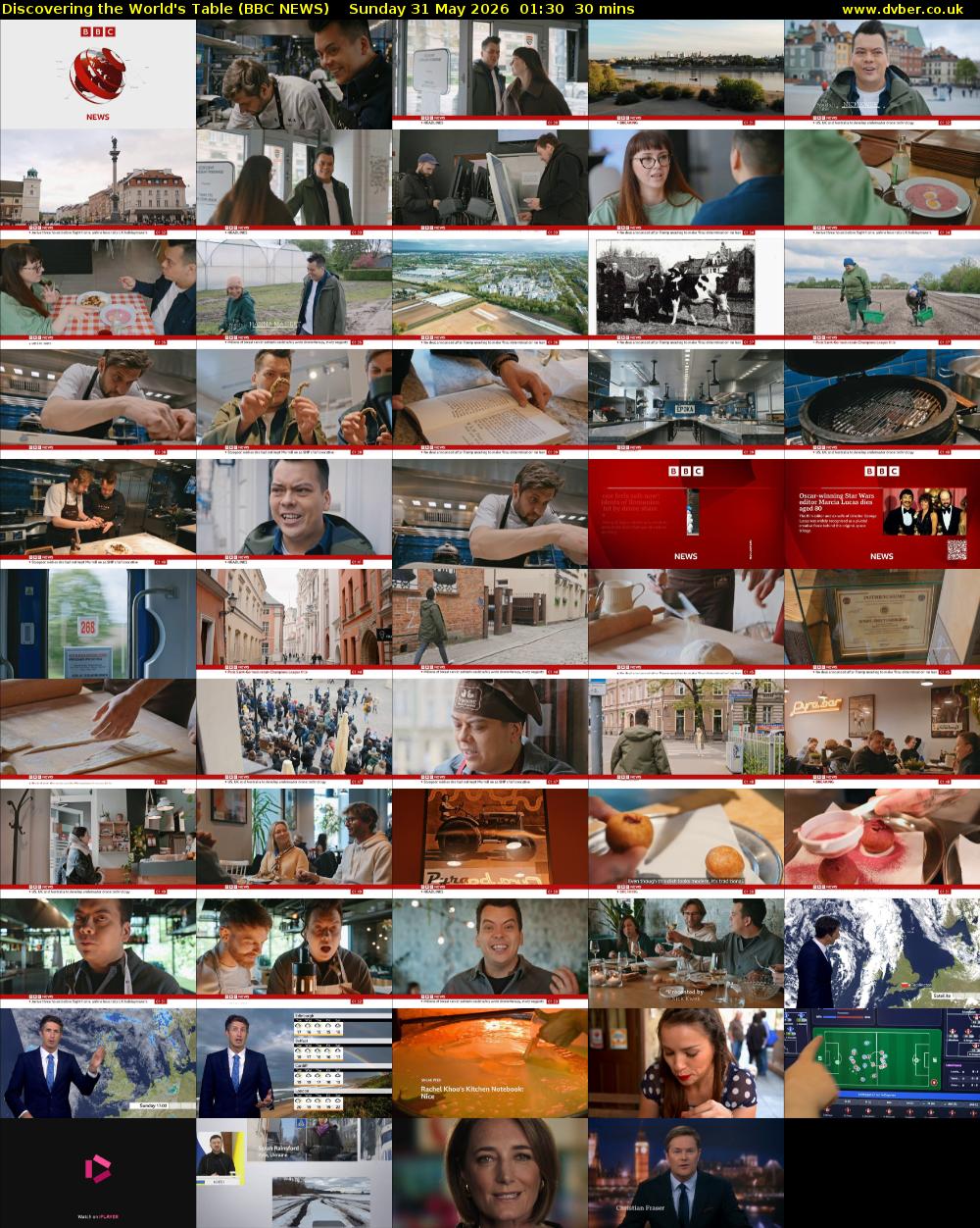 Discovering the World's Table (BBC NEWS) Sunday 31 May 2026 01:30 - 02:00