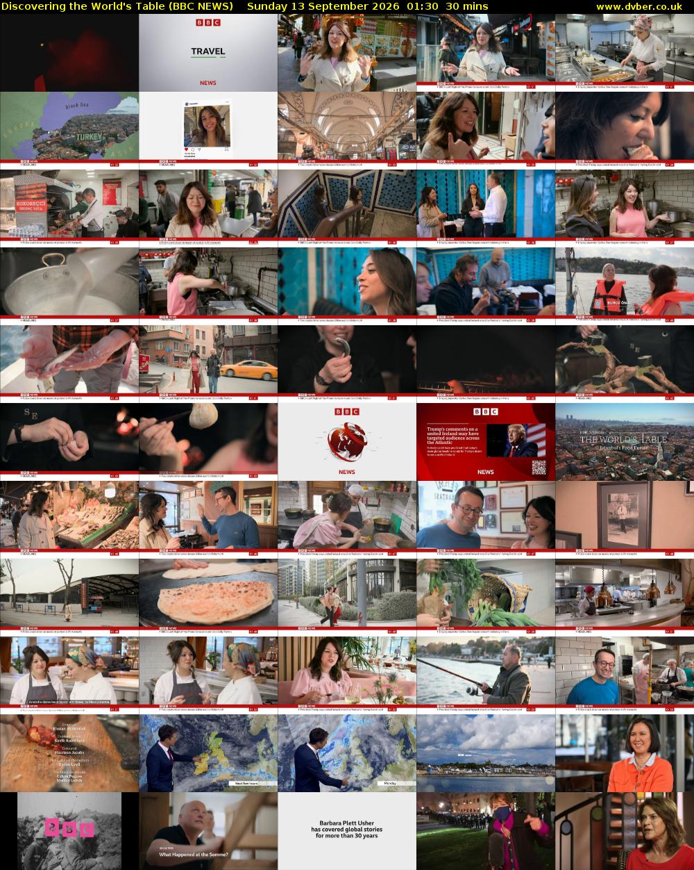 Discovering the World's Table (BBC NEWS) Sunday 13 September 2026 01:30 - 02:00