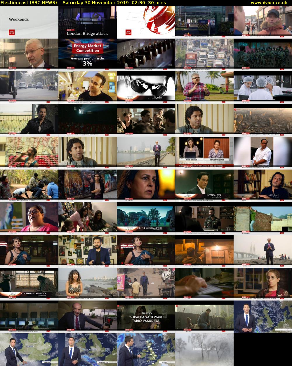 Electioncast (BBC NEWS) Saturday 30 November 2019 02:30 - 03:00
