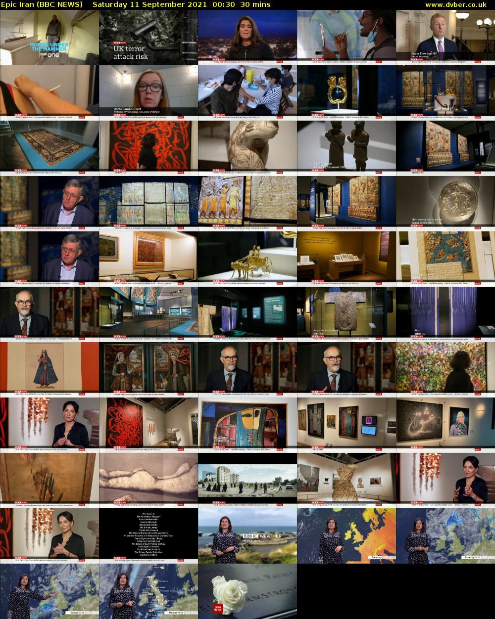 Epic Iran (BBC NEWS) Saturday 11 September 2021 00:30 - 01:00