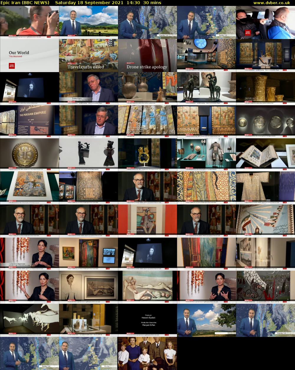 Epic Iran (BBC NEWS) Saturday 18 September 2021 14:30 - 15:00