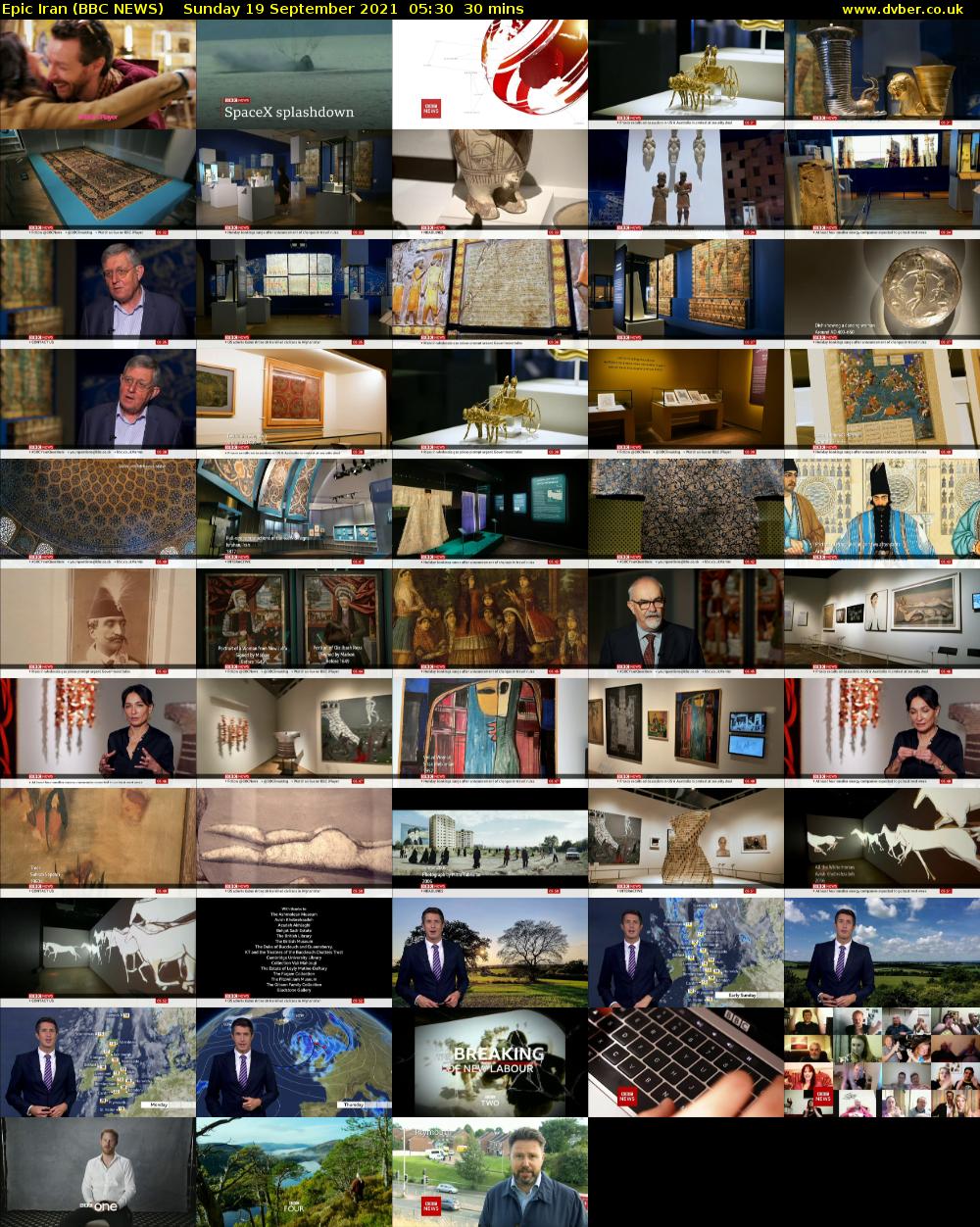 Epic Iran (BBC NEWS) Sunday 19 September 2021 05:30 - 06:00