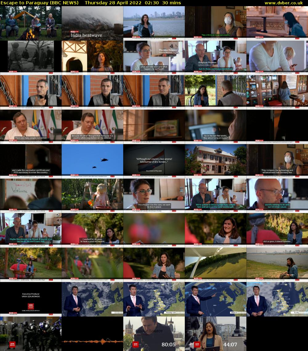 Escape to Paraguay (BBC NEWS) Thursday 28 April 2022 02:30 - 03:00