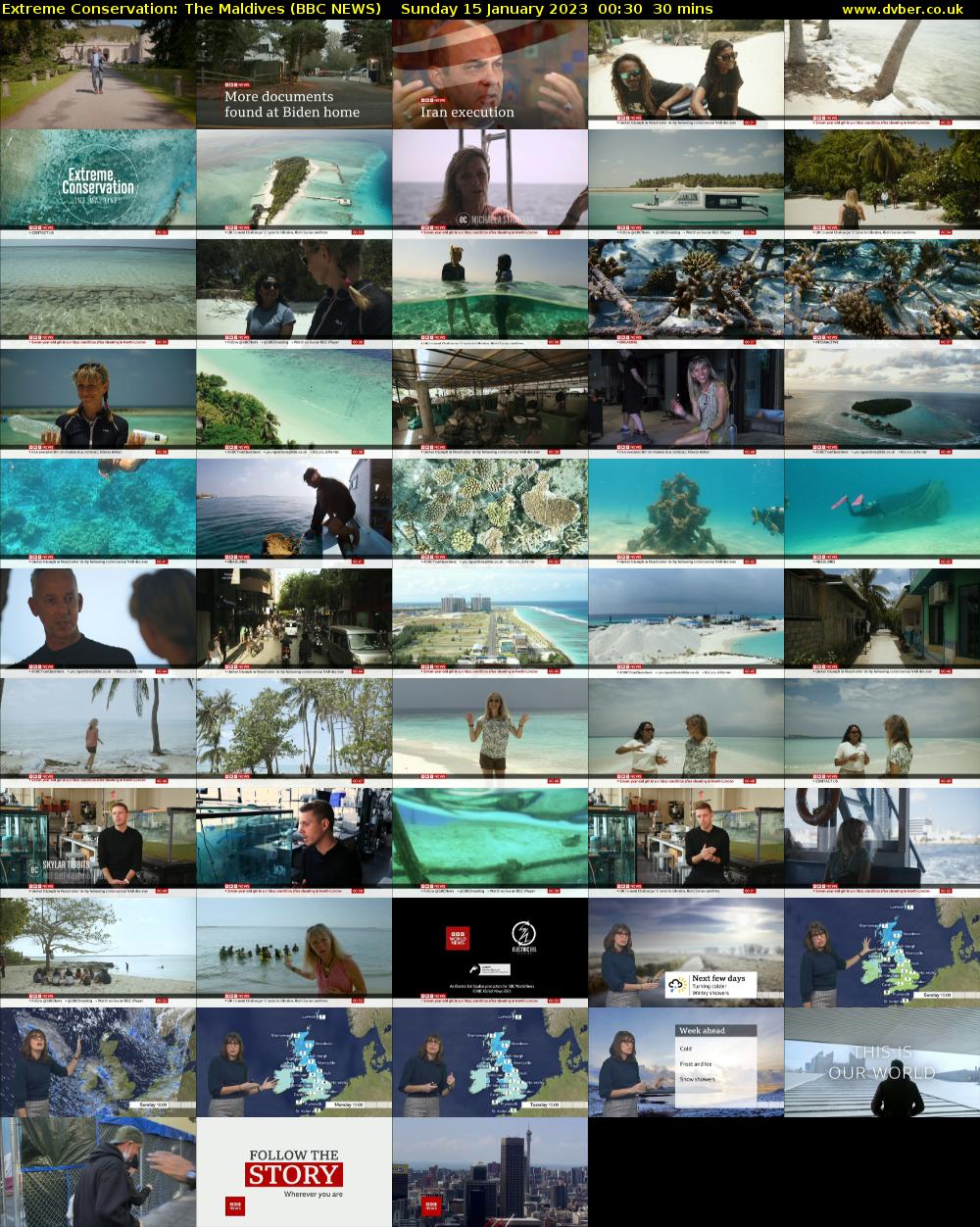Extreme Conservation: The Maldives (BBC NEWS) Sunday 15 January 2023 00:30 - 01:00