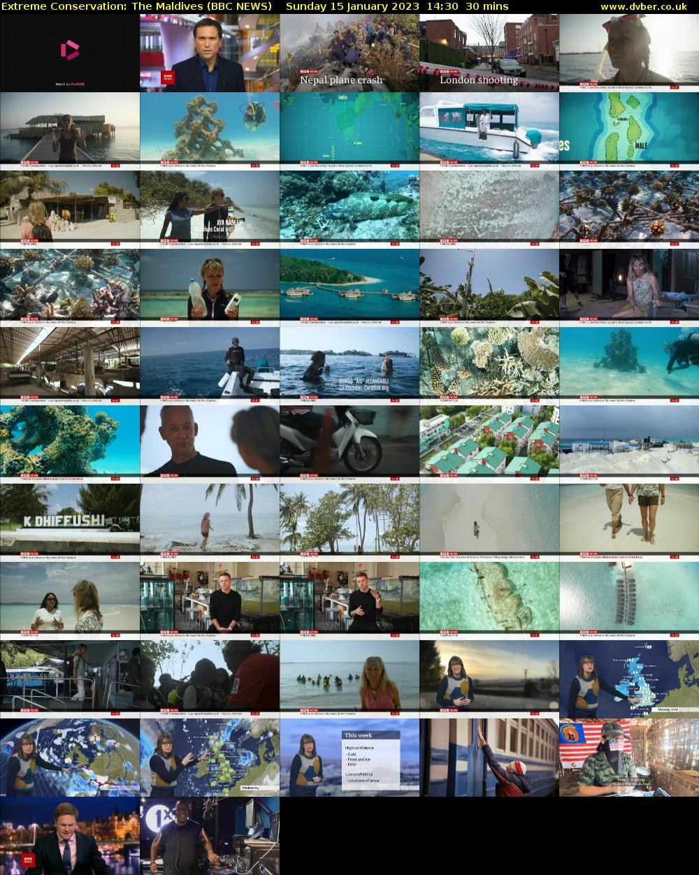 Extreme Conservation: The Maldives (BBC NEWS) Sunday 15 January 2023 14:30 - 15:00
