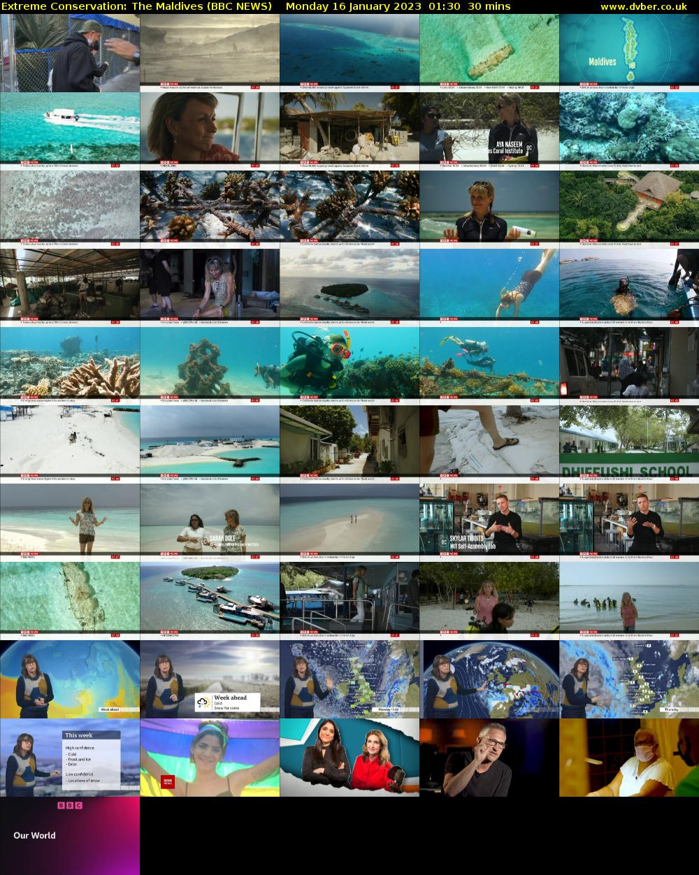 Extreme Conservation: The Maldives (BBC NEWS) Monday 16 January 2023 01:30 - 02:00