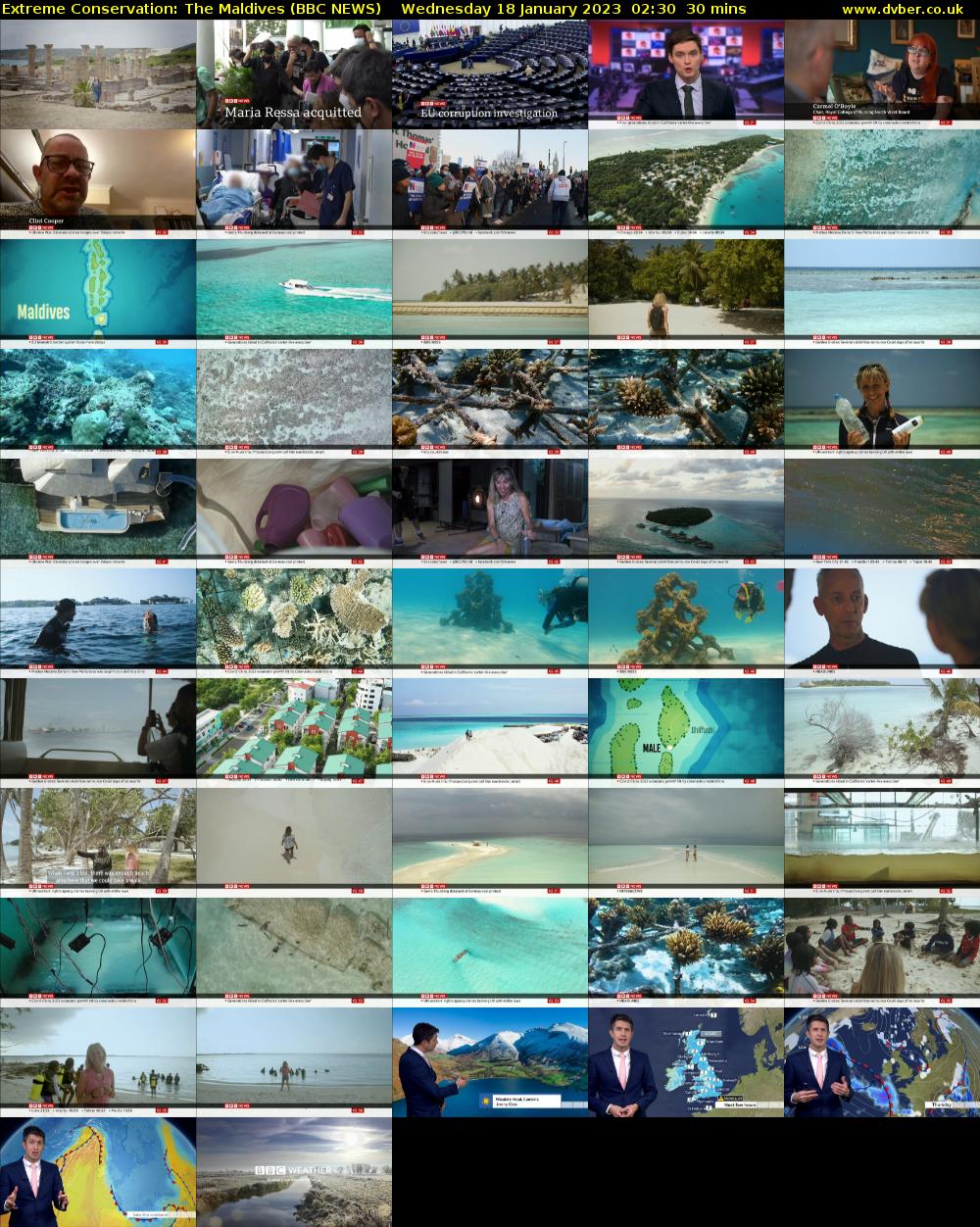 Extreme Conservation: The Maldives (BBC NEWS) Wednesday 18 January 2023 02:30 - 03:00
