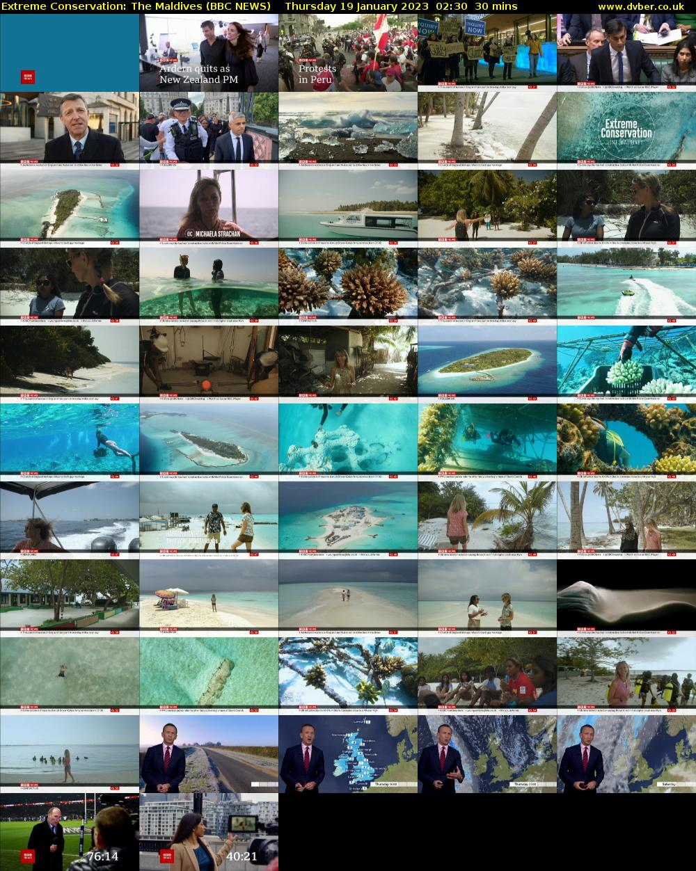 Extreme Conservation: The Maldives (BBC NEWS) Thursday 19 January 2023 02:30 - 03:00