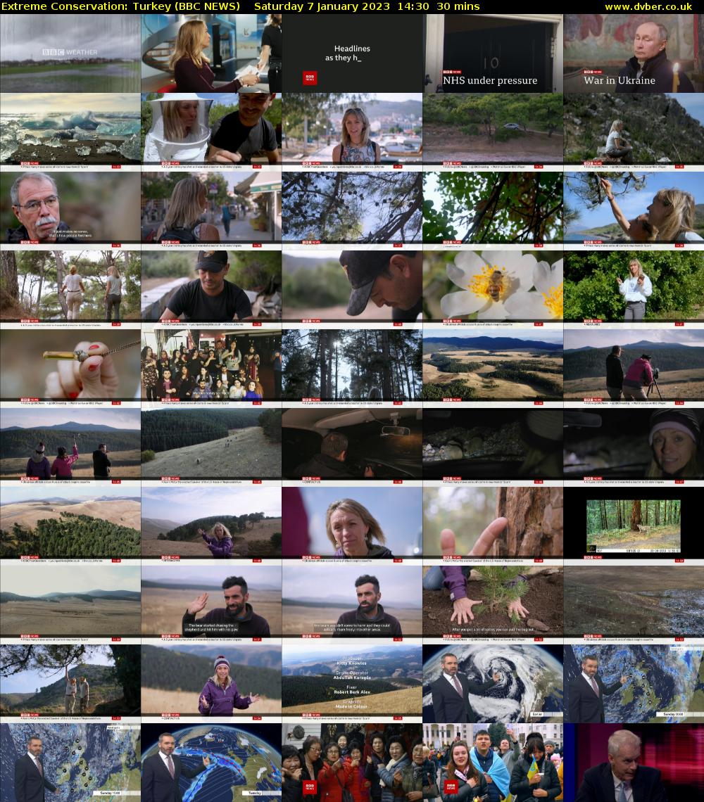 Extreme Conservation: Turkey (BBC NEWS) Saturday 7 January 2023 14:30 - 15:00