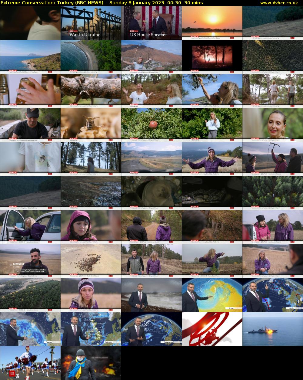 Extreme Conservation: Turkey (BBC NEWS) Sunday 8 January 2023 00:30 - 01:00