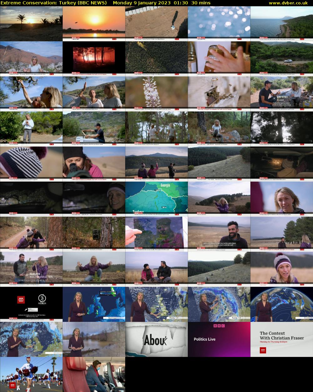 Extreme Conservation: Turkey (BBC NEWS) Monday 9 January 2023 01:30 - 02:00