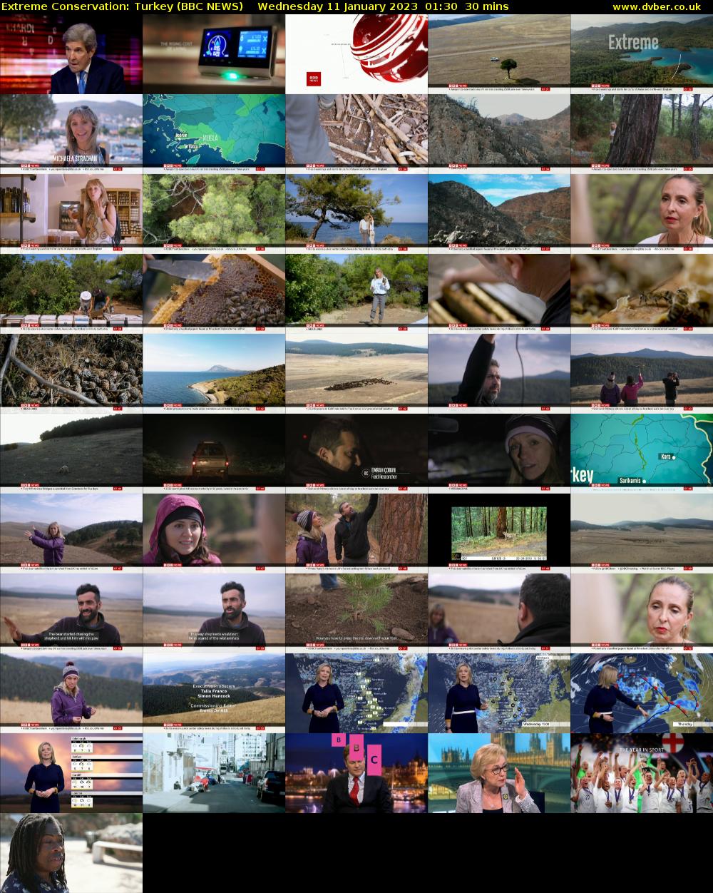 Extreme Conservation: Turkey (BBC NEWS) Wednesday 11 January 2023 01:30 - 02:00