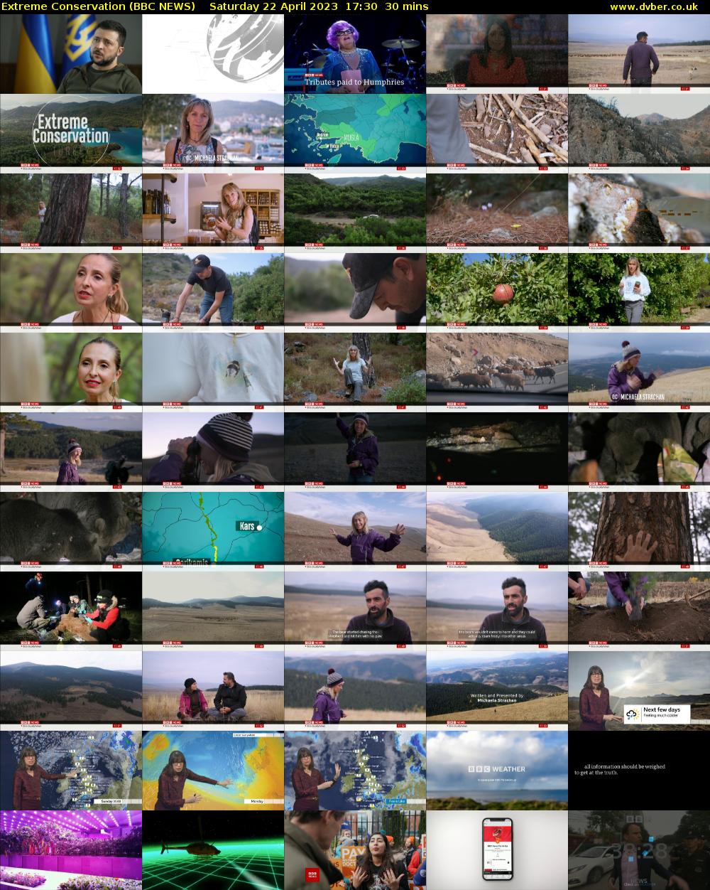 Extreme Conservation (BBC NEWS) Saturday 22 April 2023 17:30 - 18:00