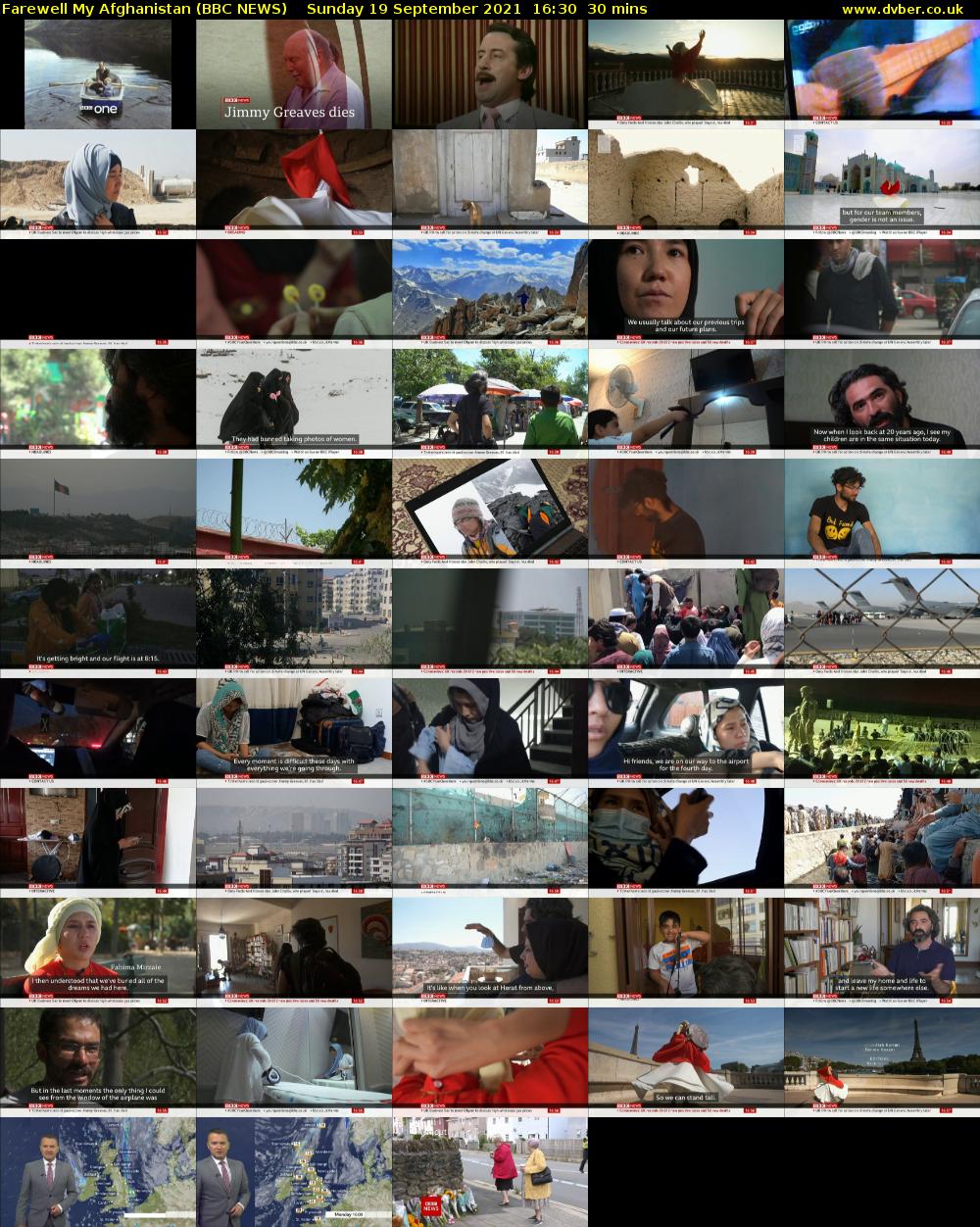 Farewell My Afghanistan (BBC NEWS) Sunday 19 September 2021 16:30 - 17:00