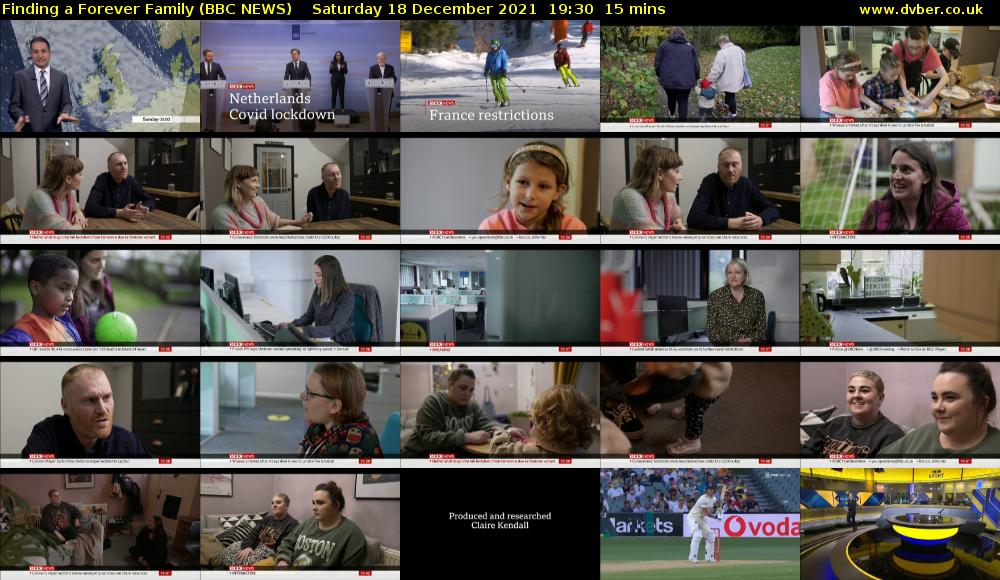 Finding a Forever Family (BBC NEWS) Saturday 18 December 2021 19:30 - 19:45