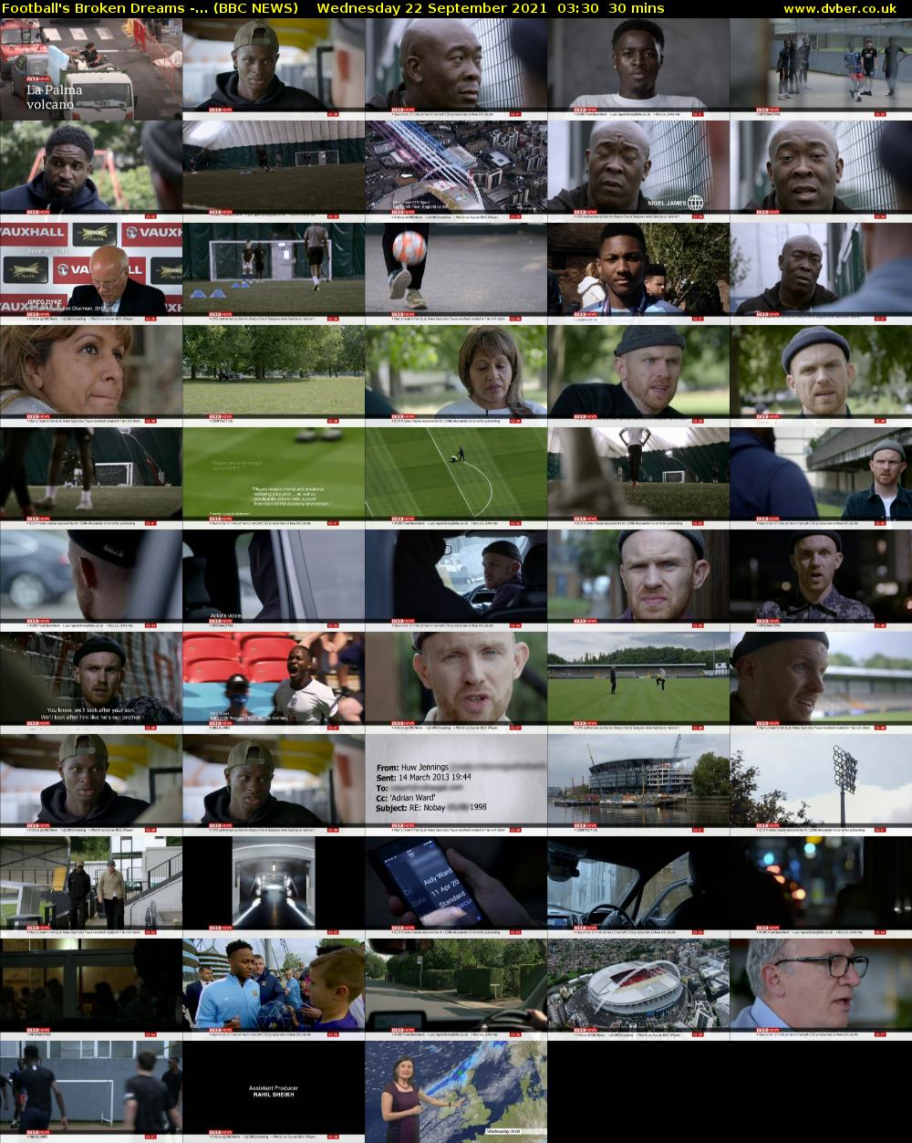 Football's Broken Dreams -... (BBC NEWS) Wednesday 22 September 2021 03:30 - 04:00