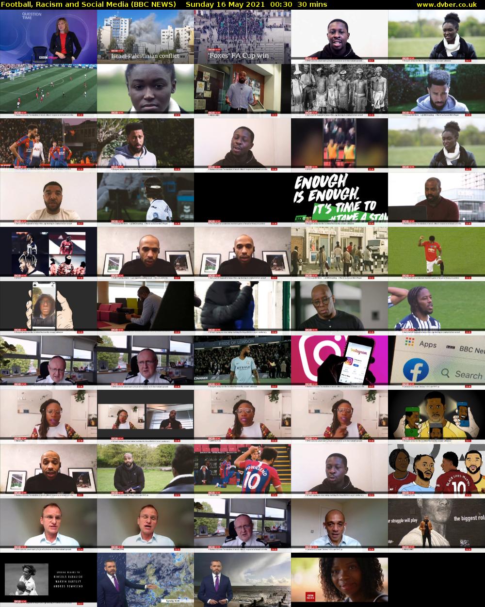 Football, Racism and Social Media (BBC NEWS) Sunday 16 May 2021 00:30 - 01:00