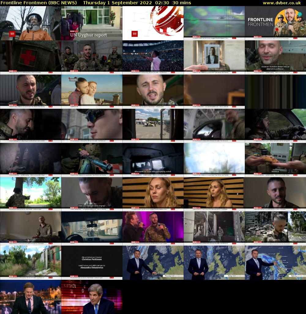 Frontline Frontmen (BBC NEWS) Thursday 1 September 2022 02:30 - 03:00