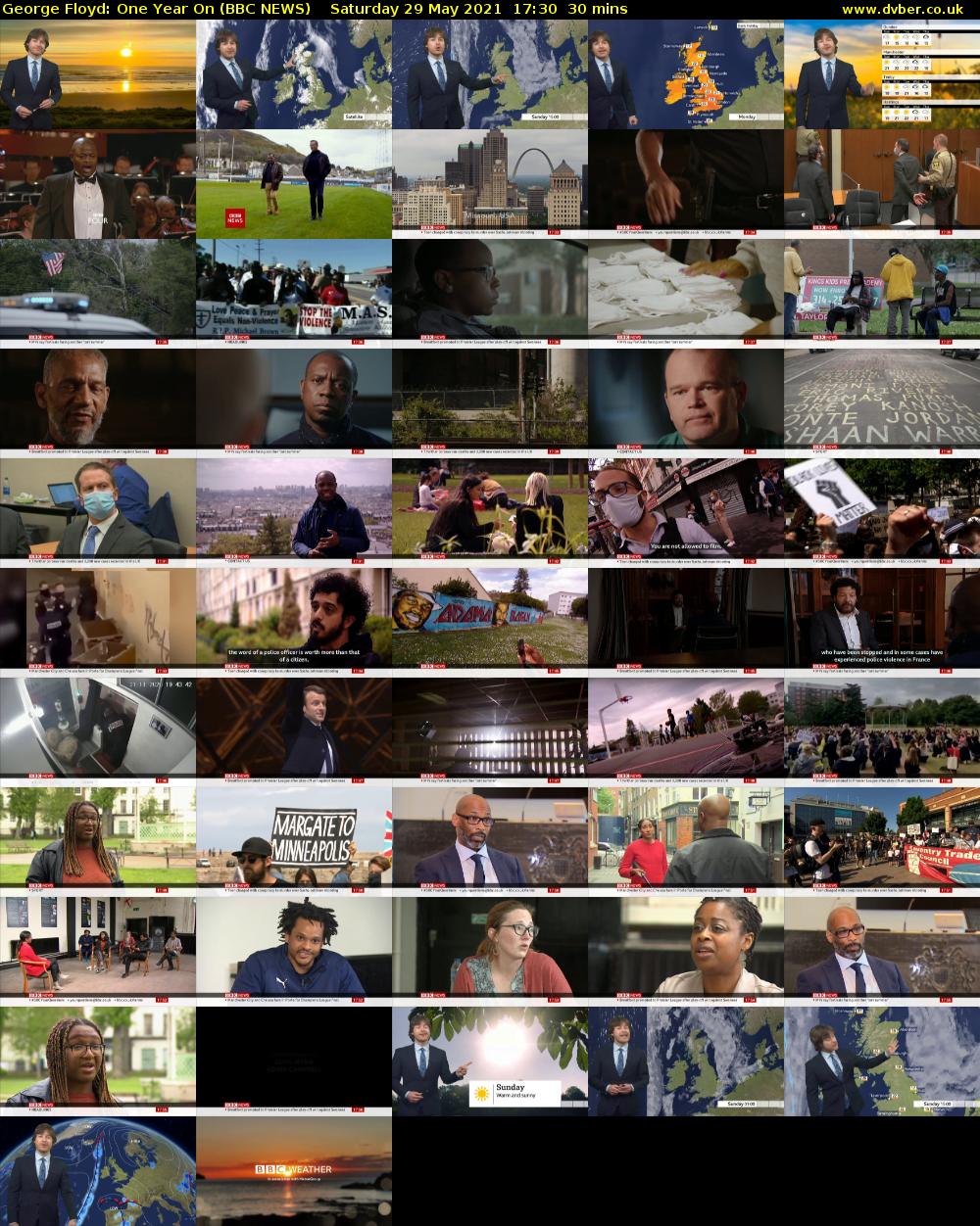 George Floyd: One Year On (BBC NEWS) Saturday 29 May 2021 17:30 - 18:00