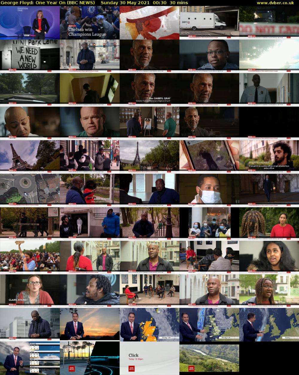 George Floyd: One Year On (BBC NEWS) Sunday 30 May 2021 00:30 - 01:00