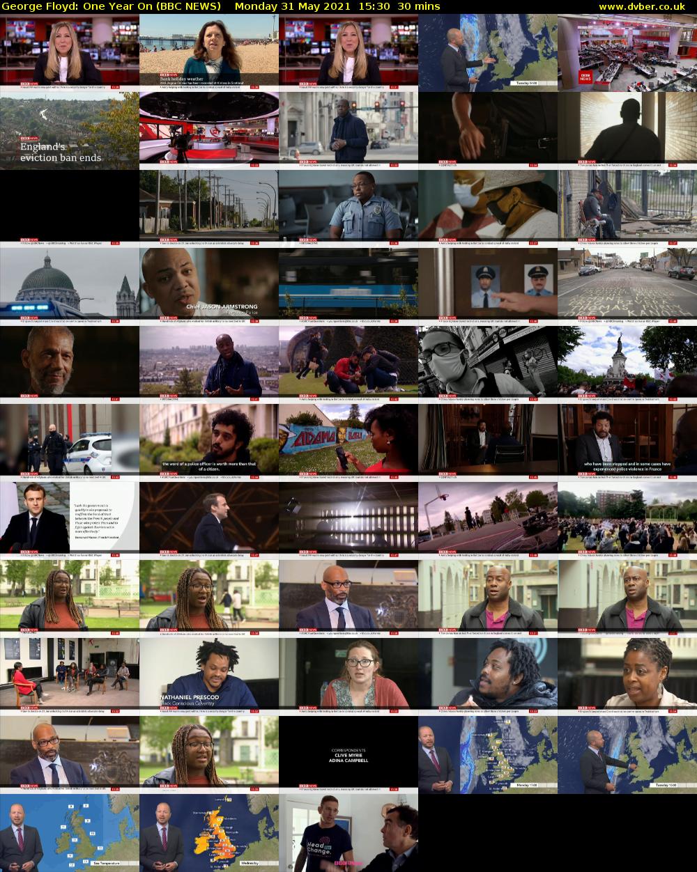 George Floyd: One Year On (BBC NEWS) Monday 31 May 2021 15:30 - 16:00