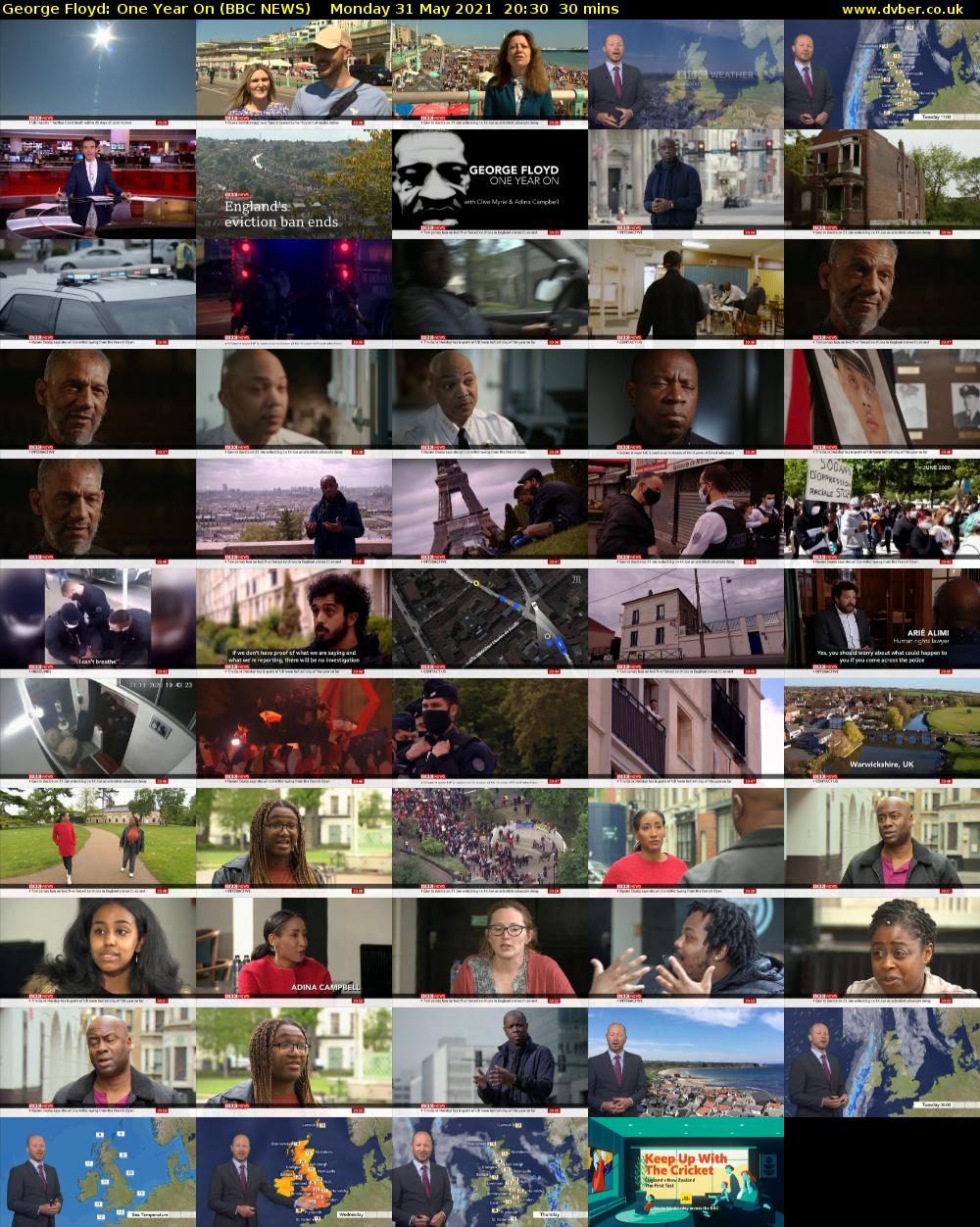 George Floyd: One Year On (BBC NEWS) Monday 31 May 2021 20:30 - 21:00