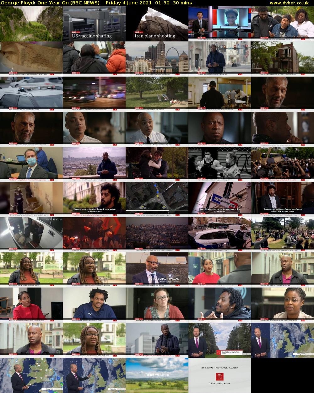 George Floyd: One Year On (BBC NEWS) Friday 4 June 2021 01:30 - 02:00