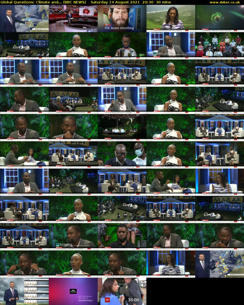Global Questions: Climate and... (BBC NEWS) Saturday 14 August 2021 20:30 - 21:00