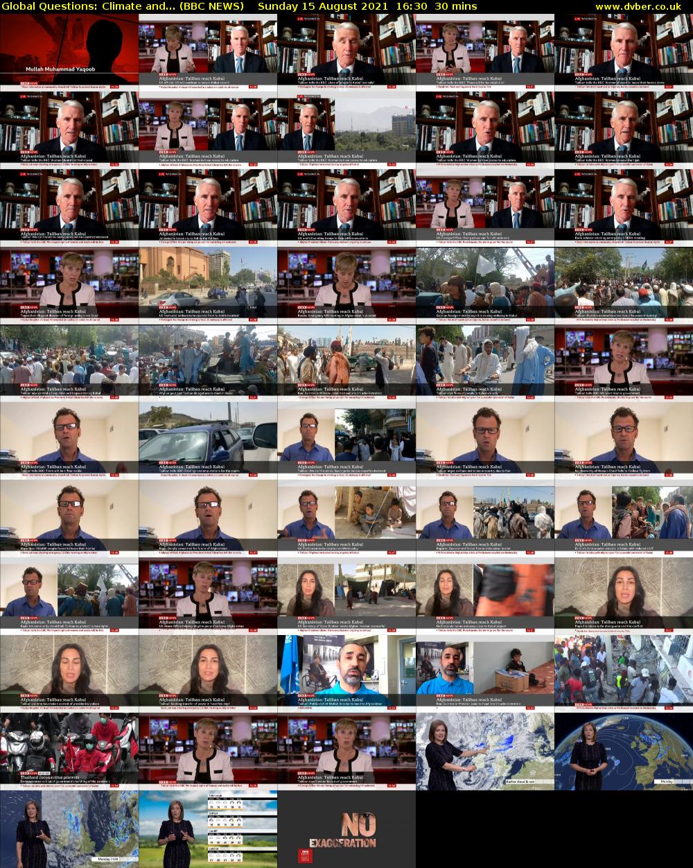 Global Questions: Climate and... (BBC NEWS) Sunday 15 August 2021 16:30 - 17:00