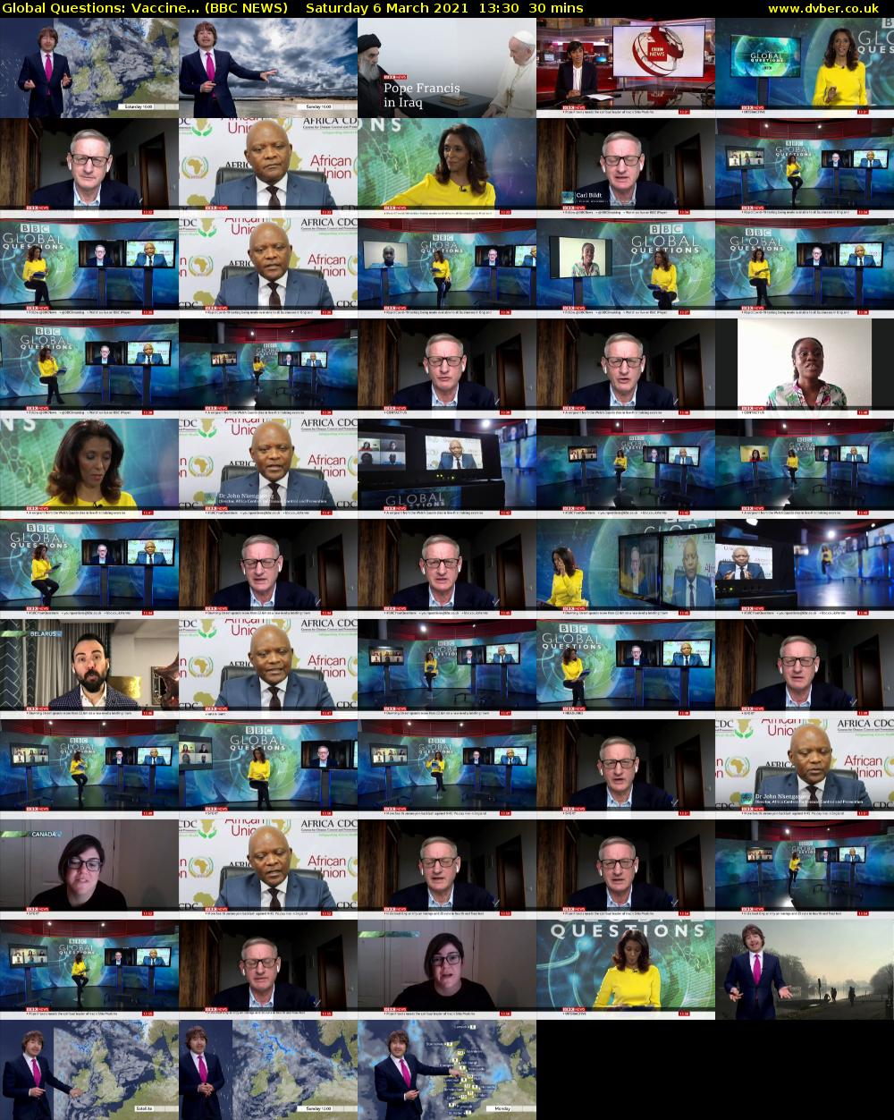 Global Questions: Vaccine... (BBC NEWS) Saturday 6 March 2021 13:30 - 14:00