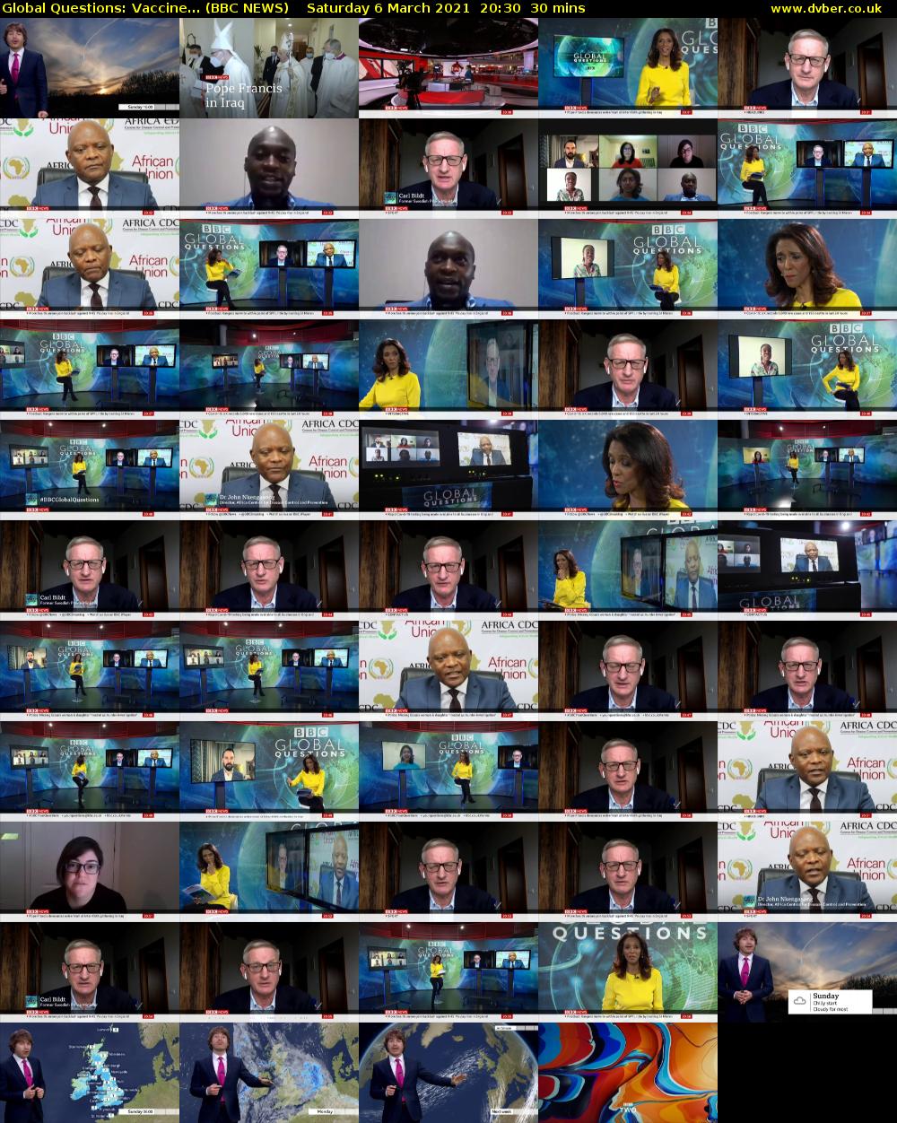 Global Questions: Vaccine... (BBC NEWS) Saturday 6 March 2021 20:30 - 21:00