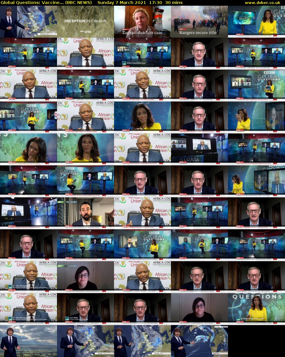 Global Questions: Vaccine... (BBC NEWS) Sunday 7 March 2021 17:30 - 18:00