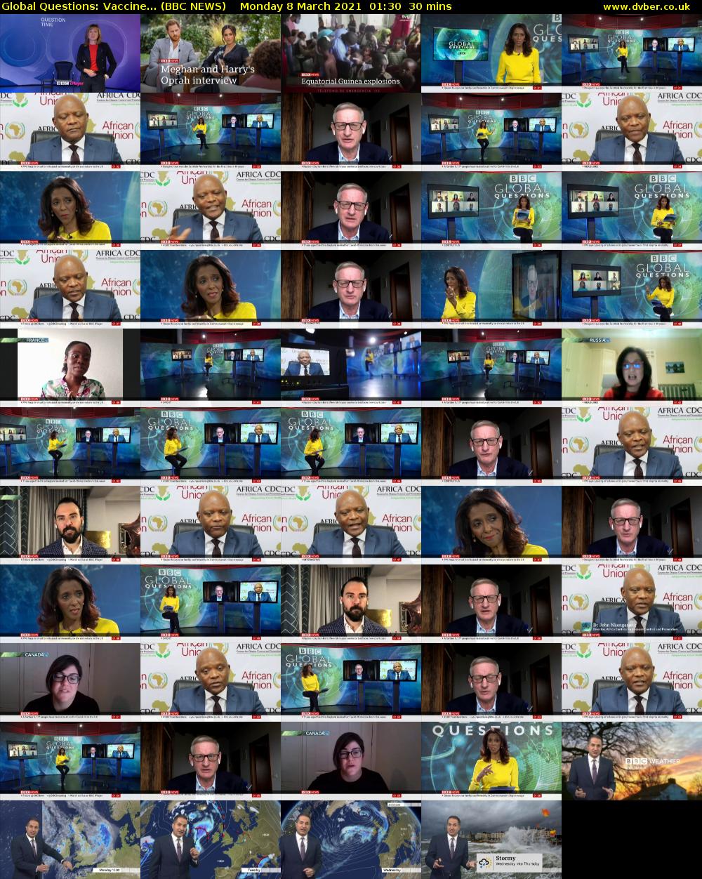 Global Questions: Vaccine... (BBC NEWS) Monday 8 March 2021 01:30 - 02:00