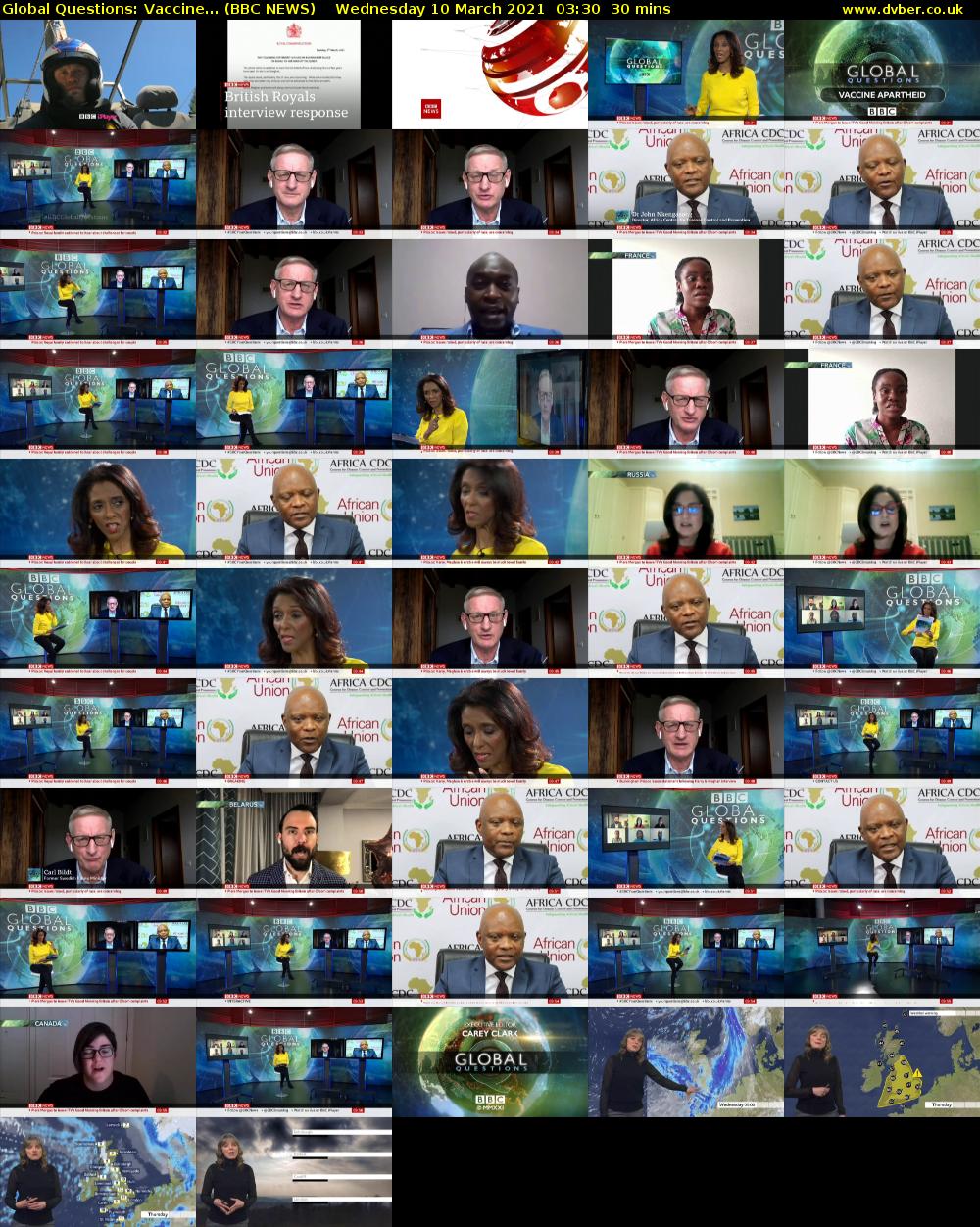 Global Questions: Vaccine... (BBC NEWS) Wednesday 10 March 2021 03:30 - 04:00