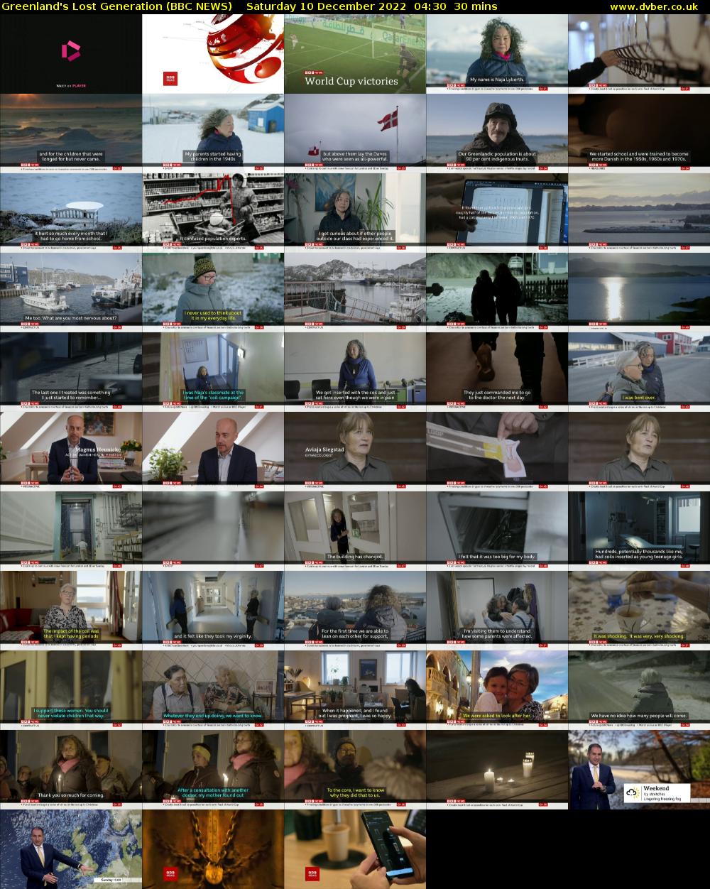 Greenland's Lost Generation (BBC NEWS) Saturday 10 December 2022 04:30 - 05:00