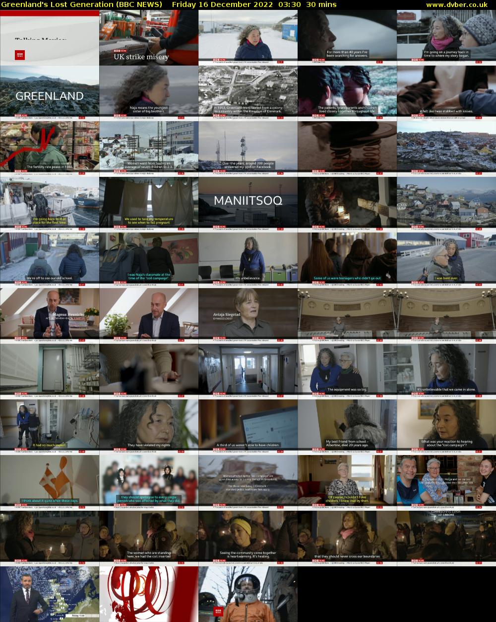 Greenland's Lost Generation (BBC NEWS) Friday 16 December 2022 03:30 - 04:00