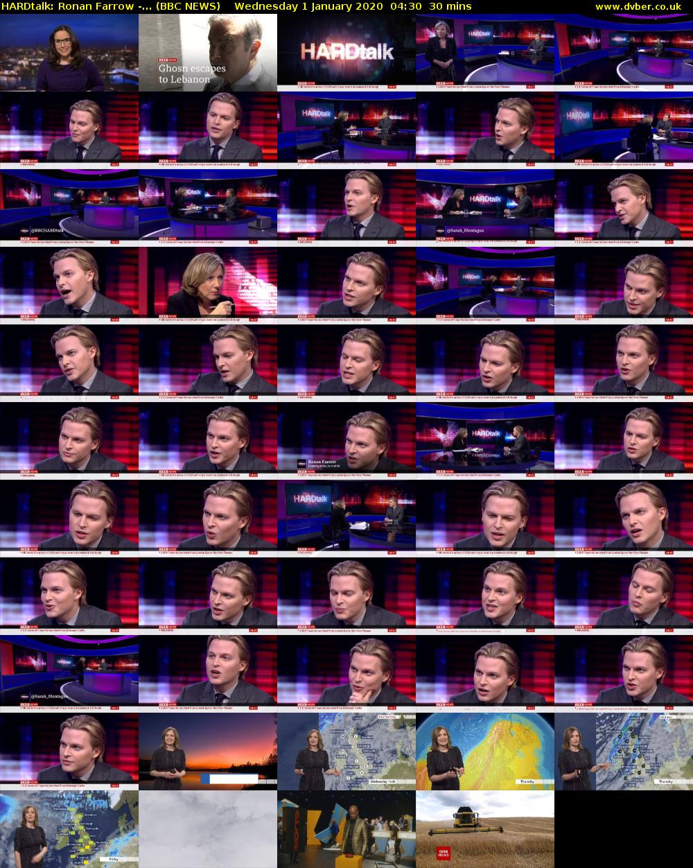 HARDtalk: Ronan Farrow -... (BBC NEWS) Wednesday 1 January 2020 04:30 - 05:00