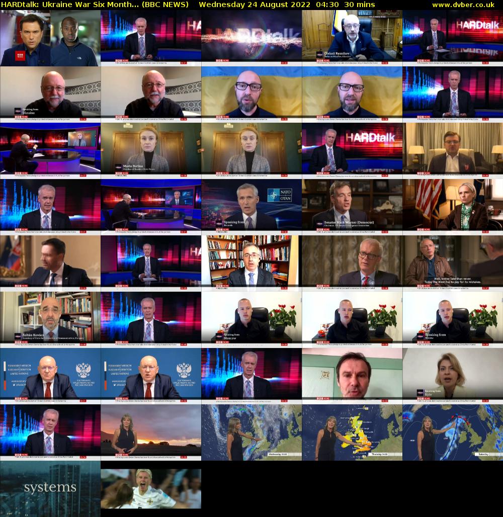HARDtalk: Ukraine War Six Month... (BBC NEWS) Wednesday 24 August 2022 04:30 - 05:00