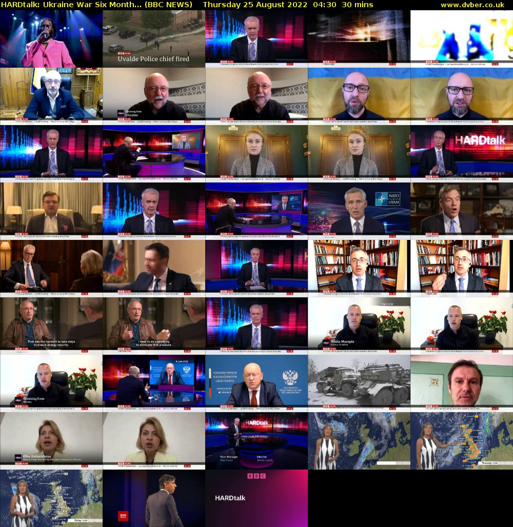 HARDtalk: Ukraine War Six Month... (BBC NEWS) Thursday 25 August 2022 04:30 - 05:00