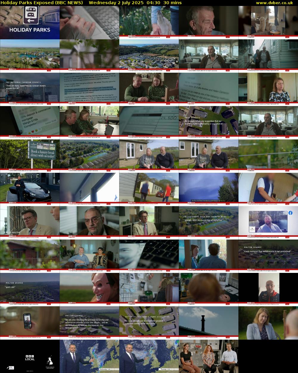 Holiday Parks Exposed (BBC NEWS) Wednesday 2 July 2025 04:30 - 05:00