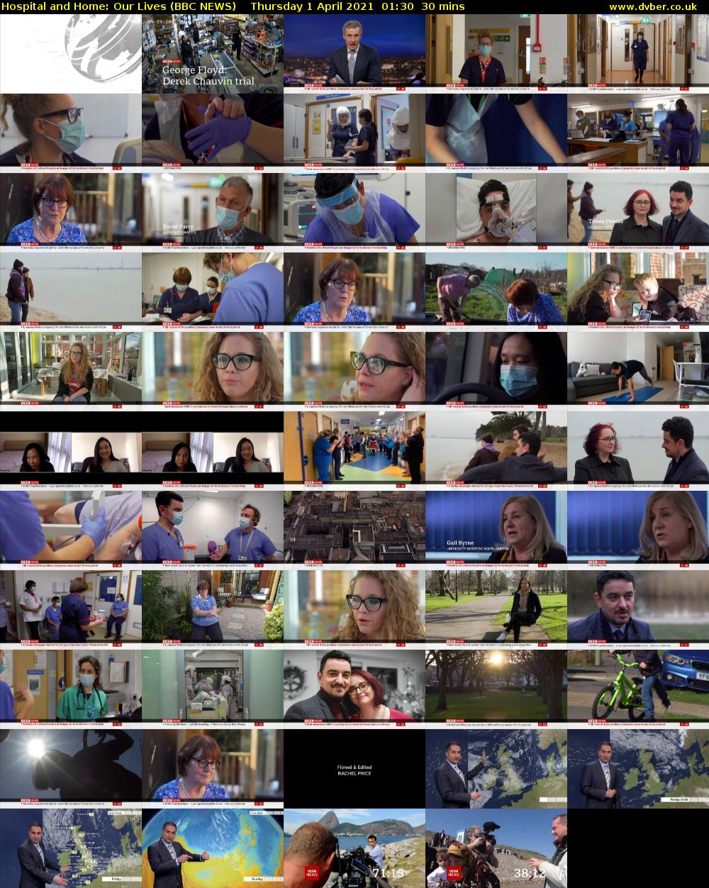 Hospital and Home: Our Lives (BBC NEWS) Thursday 1 April 2021 01:30 - 02:00