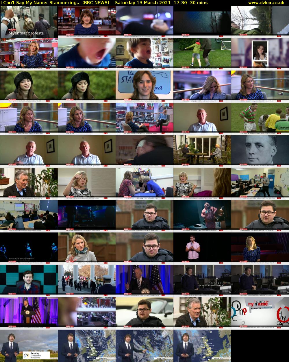 I Can't Say My Name: Stammering... (BBC NEWS) Saturday 13 March 2021 17:30 - 18:00